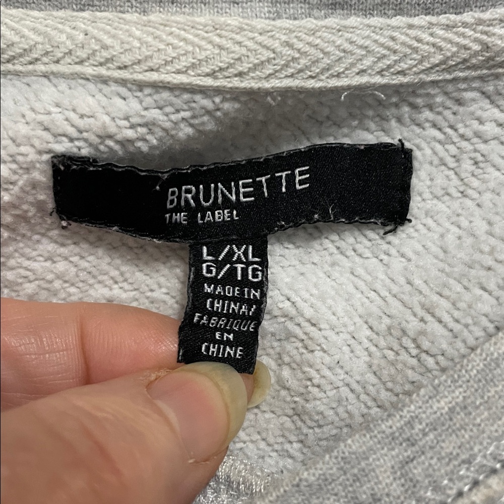 Brunette The Label | Gray | Cropped | CrewNeck | Blonde |Sweatshirt | Size L/XL - Picture 7 of 13